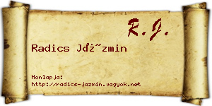 Radics Jázmin névjegykártya